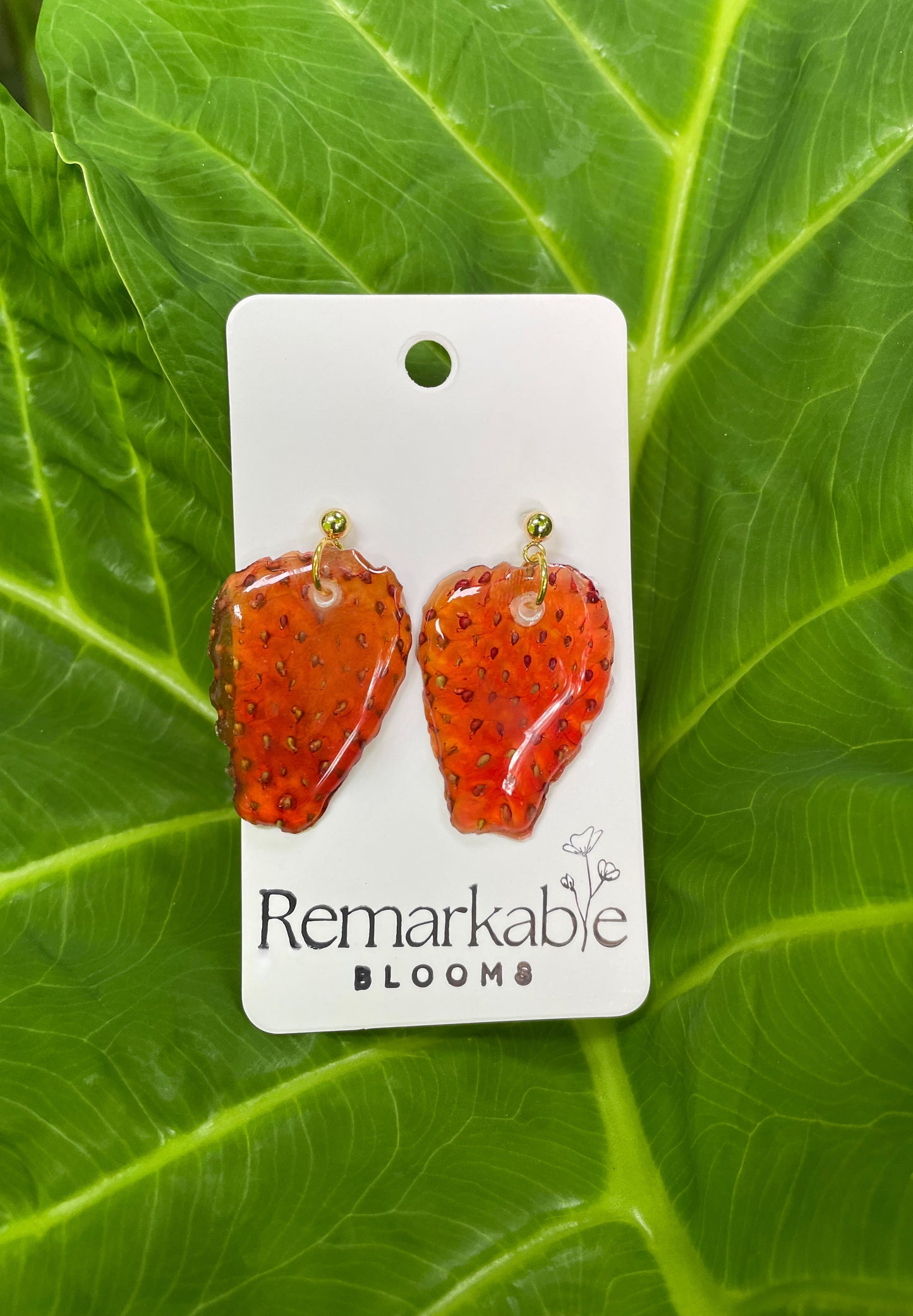 Colorful Real Fruit Earrings, 24K Gold, Hypoallergenic. Made with Resin- Real strawberries, oranges, lemons, dragonfruit. Summer vibes. Citrus earrings.