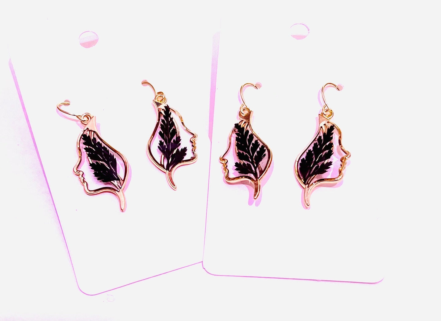 Handmade Real Pressed Fern Earrings. Black Ferns. Minimalist Earrings. Fall Jewelry. 14K, 18K, 24K gold plated earrings.