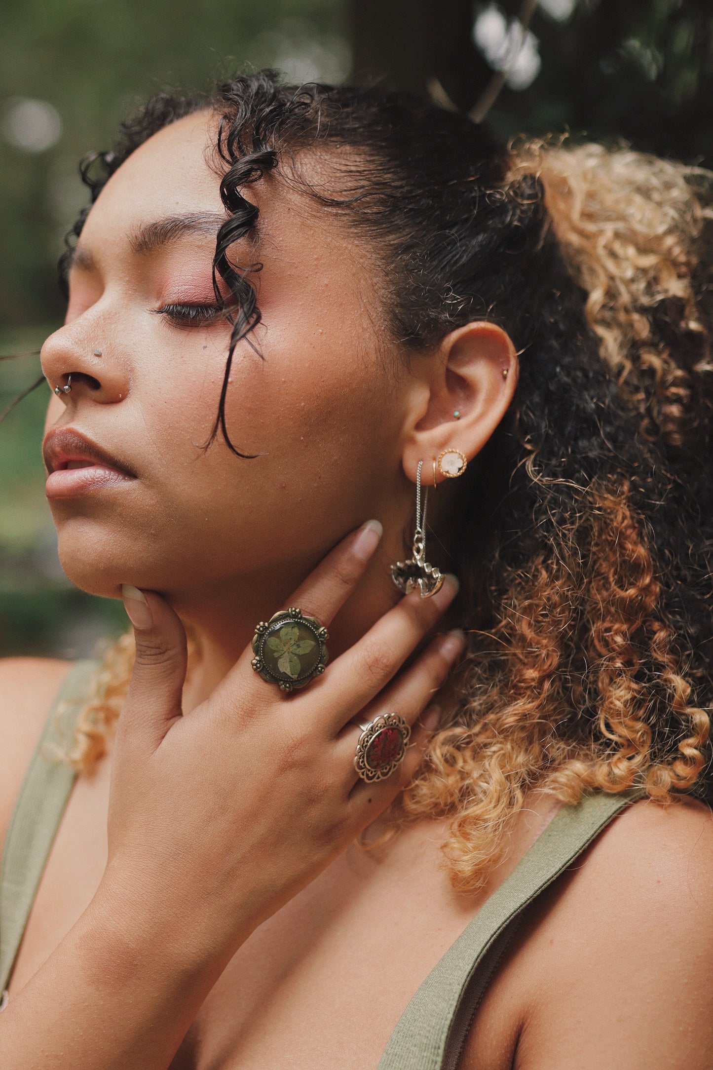 Halloween Bat Dangles. Platinum plated threaded earrings. Made with Black Ferns.