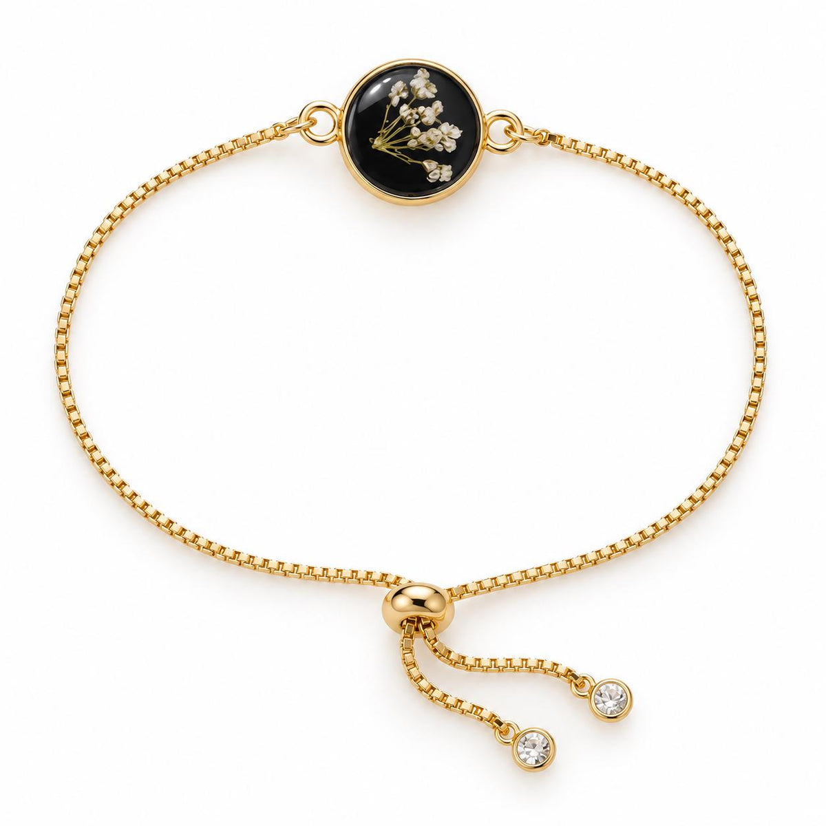 Handmade real flower bracelet. Adjustable & tarnish resistant. White Wueen Anne’s Lace flowers